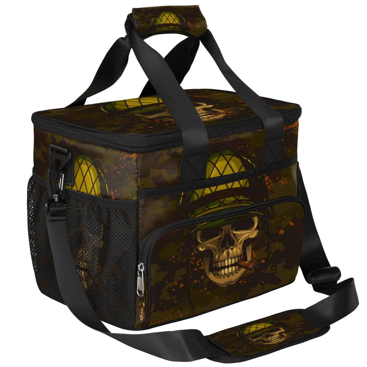 Pardick Insulated Lunch Bag Camo Print Cool Skull Adult Large Reusable Lunch Box Leakproof Cooler Tote Bag Lunchbox Freezable Lunch Bag with