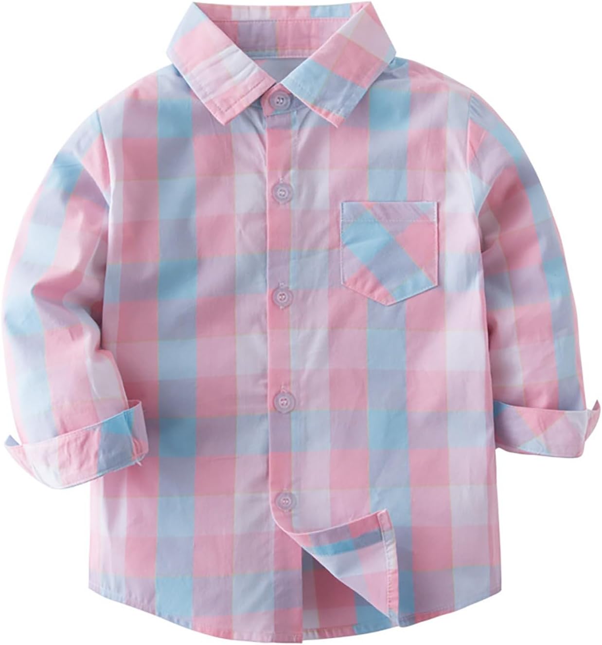 Infant Autumn and Winter Boys Long Sleeved Plaid Collar Buttons Shirt Boys Daily Toddler Girl Tshirts Short Sleeve