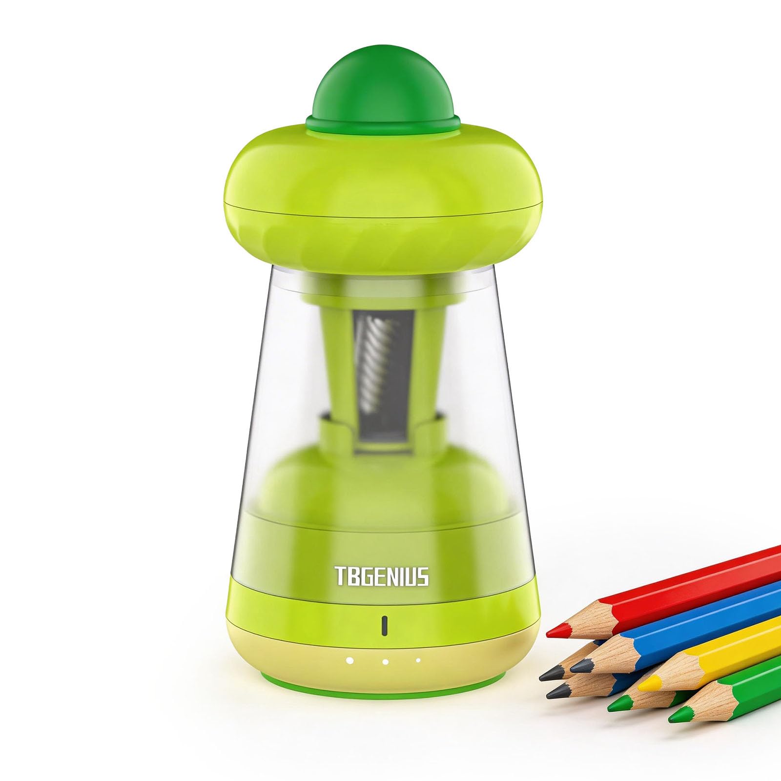 Electric Pencil Sharpener, Fully Automatic Pencil Sharpener, Auto in & Out Automatic Pencil Sharpener for Rechargeable Hands-Free Portable for 6.5-11.5mm Pencils, Classroom Office Home-Green