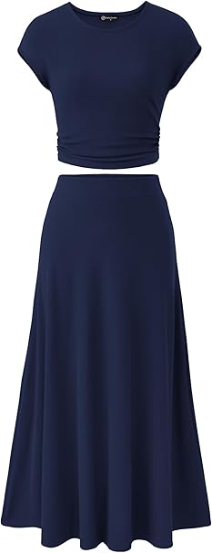 PRETTYGARDEN Two Piece Skirt Set for Women 2025 Summer Spring Dressy Casual Knit Travel Vacation Matching Lounge Outfits