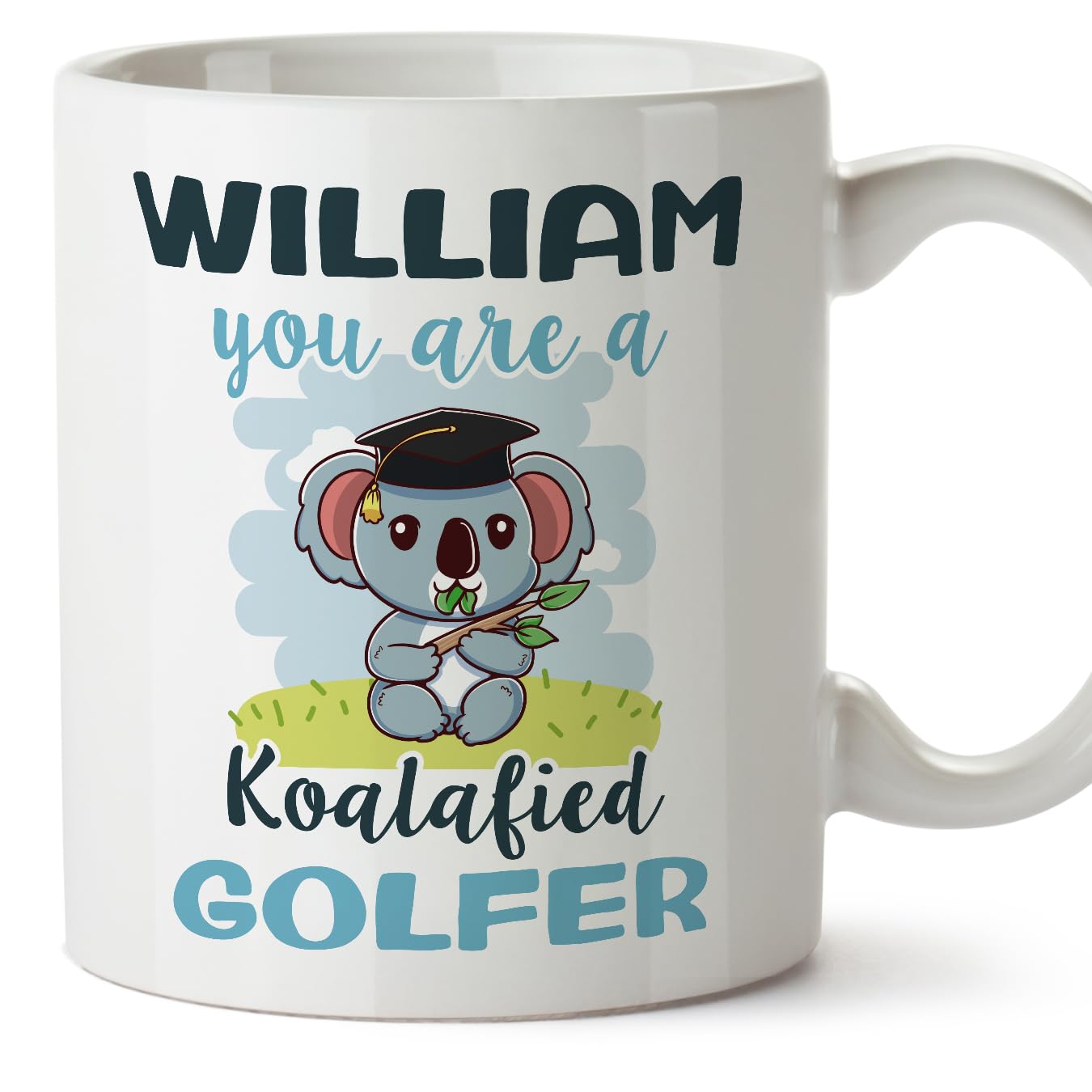 MUGFFINS Personalised Mug for Golfer man - in English - Custom Koalafied - Funny Custom Gift for Colleagues - Ceramic 11oz Mug — image 1