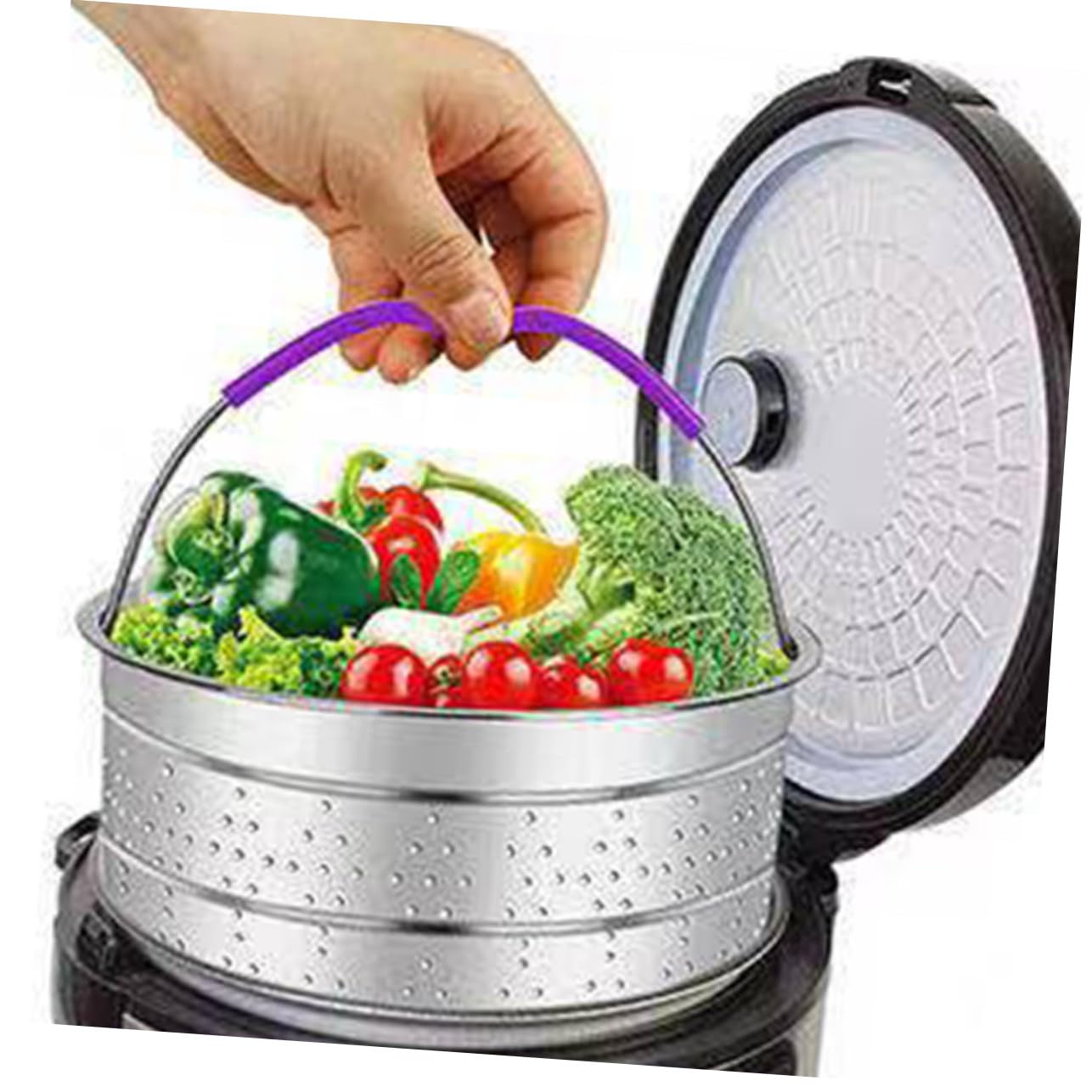 Cesta de Vapor de Acero Inoxidable Asa para Cocinar Verduras