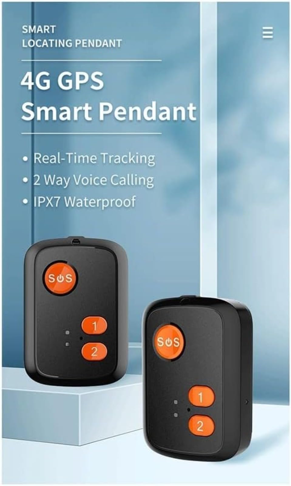Localizzatore GPS per anziani, ciondolo SOS 4G, monitoraggio in tempo reale, chiamate vocali bidirezionali, avvisi di recinzione geografica, impermeabile IPX7, pulsanti di selezione rapida, per