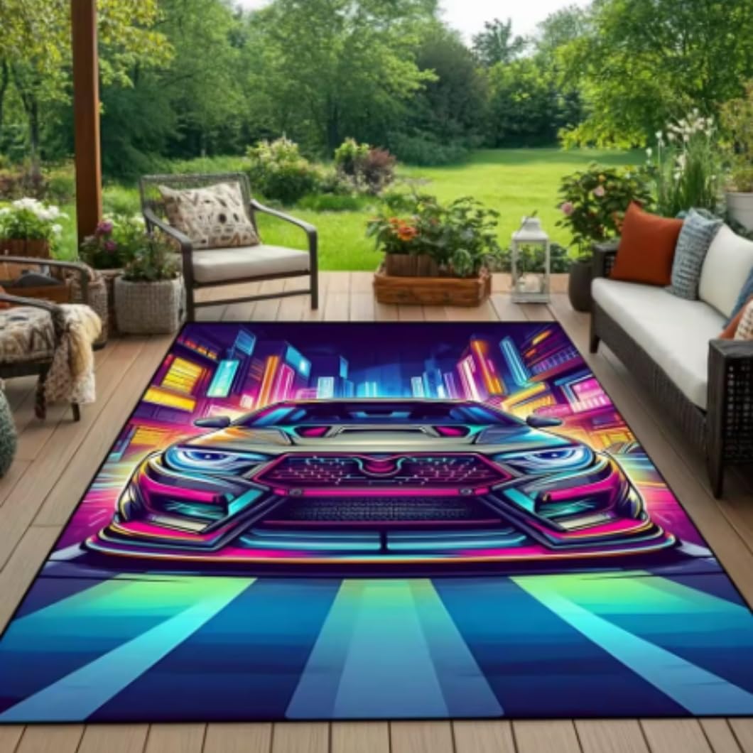 Tapis motif voiture 3D antidérapant pour éviter les glissades dans la chambre
