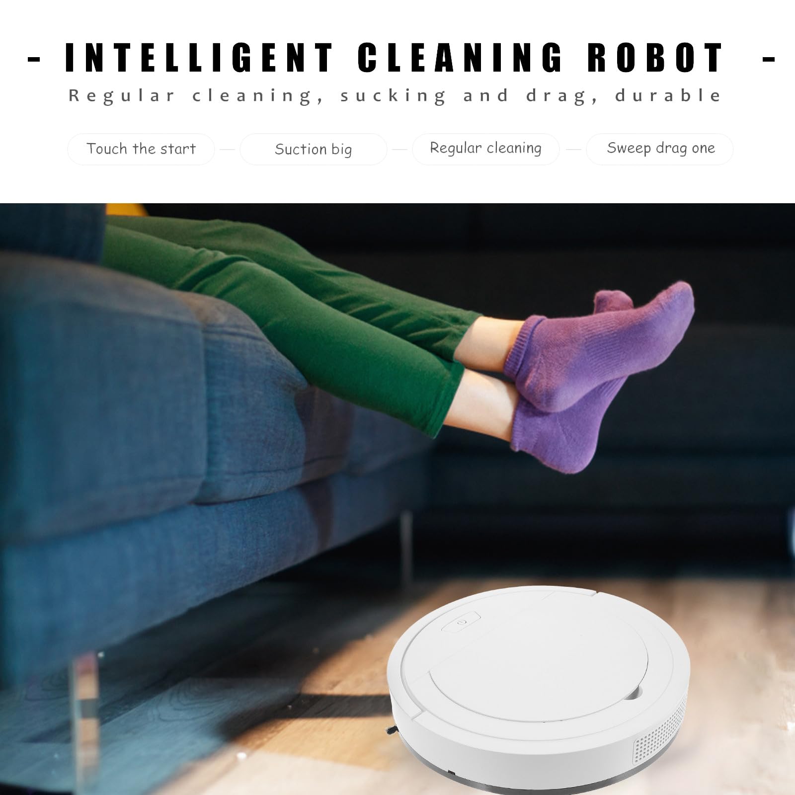 ULTECHNOVO Robot Aspirador y Trapeador Inteligente USB, Máquina de Limpieza Robótica Doméstica, Succión Potente para Suelo y Pelo, Adecuado para Hogar y Uso Diario