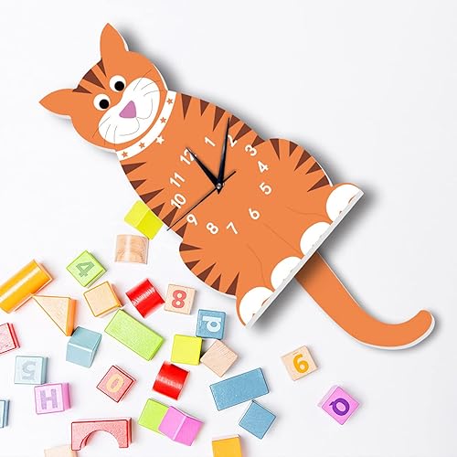 Miniatura 2 de Reloj de pared de dibujos animados para niños, silencioso, colgante con péndulo para habitaciones de niños, decoración perfecta para habitación y