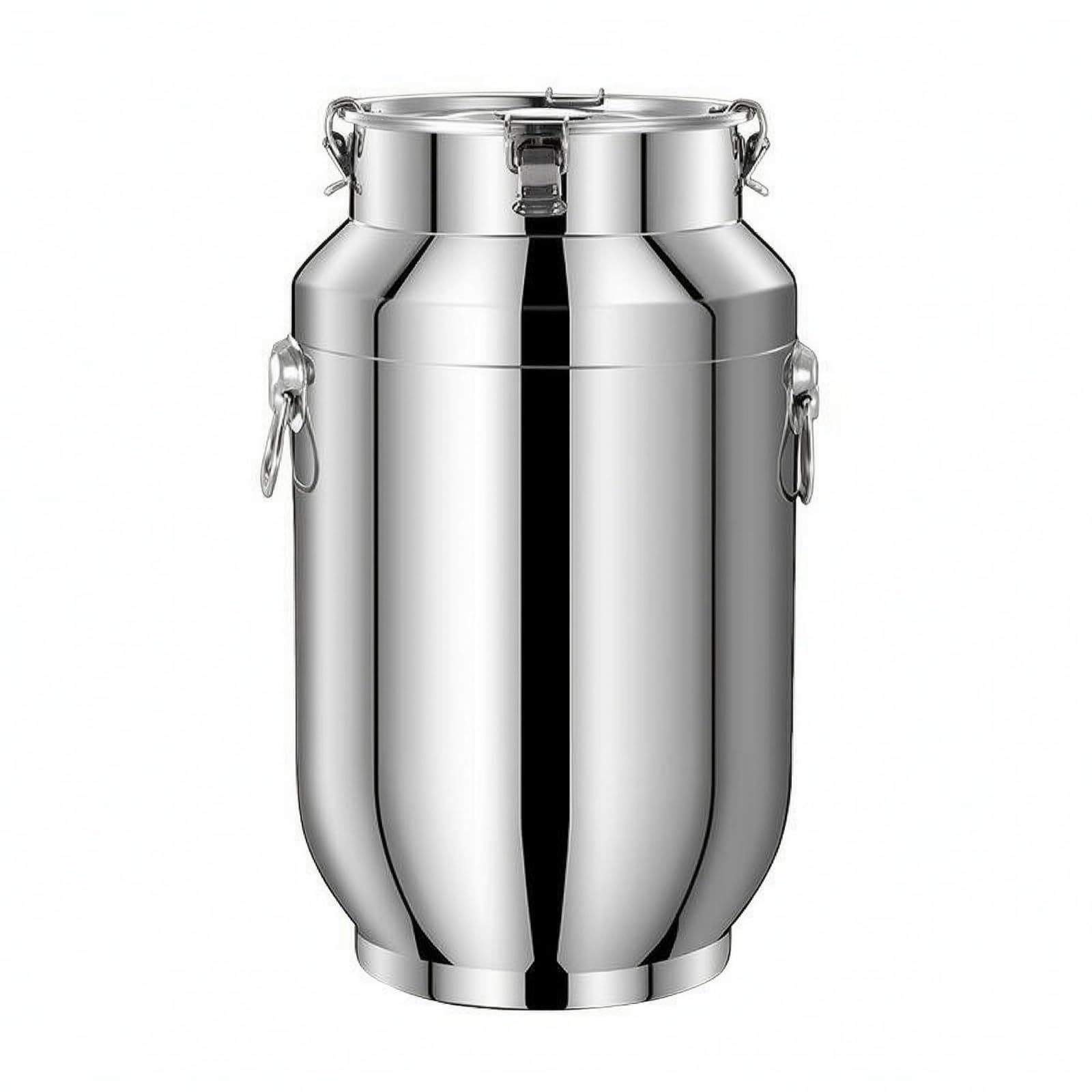 Seau Hermétique Inox Acier Inoxydable Récipient à Double Anse Anti-Humidité, 20L