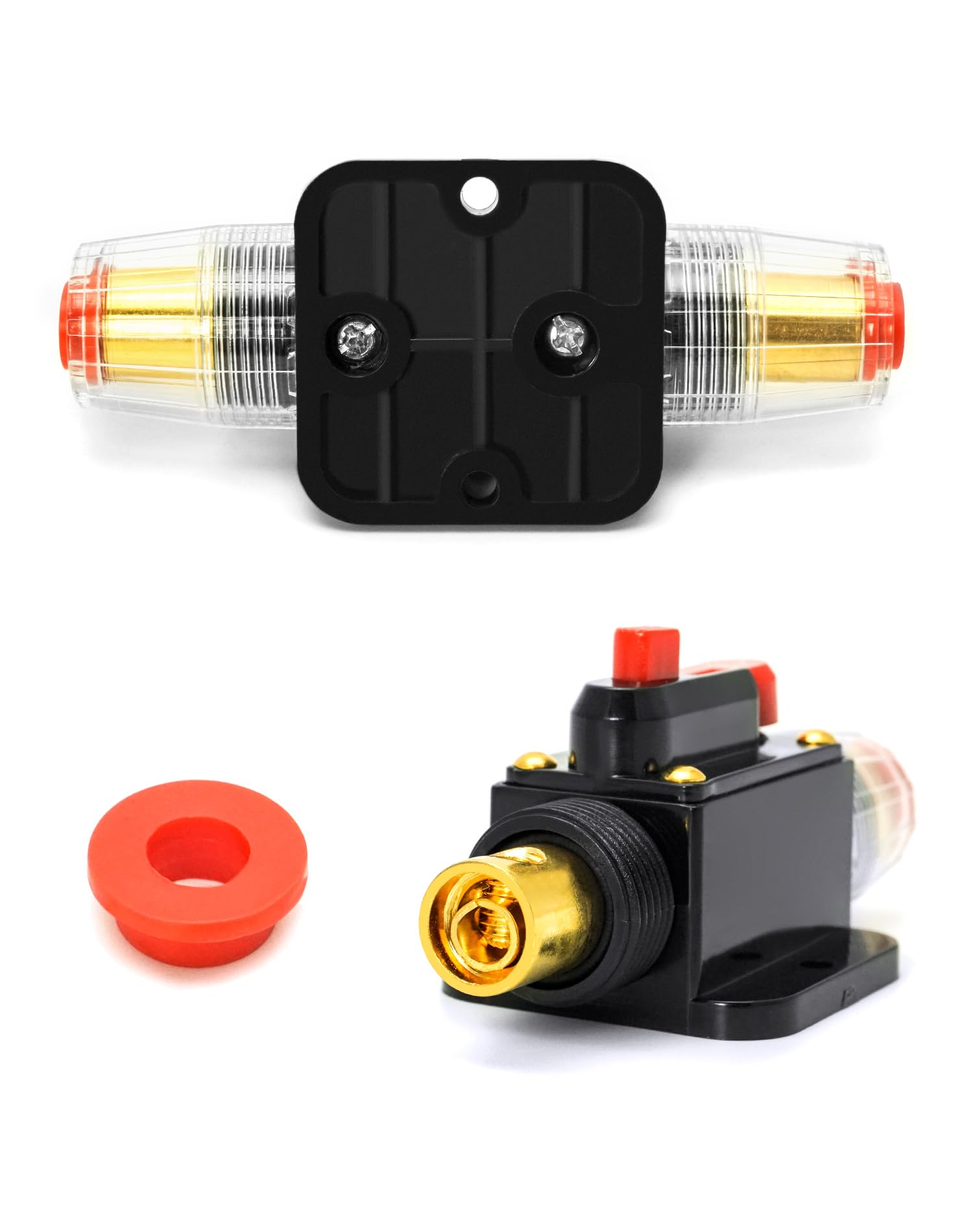 QWORK® 2 kawałki Uchwyt bezpiecznika 20A Reset ręczny, ochrona samochodu Reset wyłącznik zasilania z ręcznym resetem do ochrony samochodu przełącznik stereo