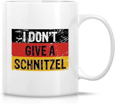 Retreez Funny German Mug - I Dont Give A Schnitzel - 11 Oz Ceramic Coffee or Tea Cup - Humorous Germany Gift for German Friends and Coworkers, German Dad and German Grandpa - Birthdays, Holidays Gift