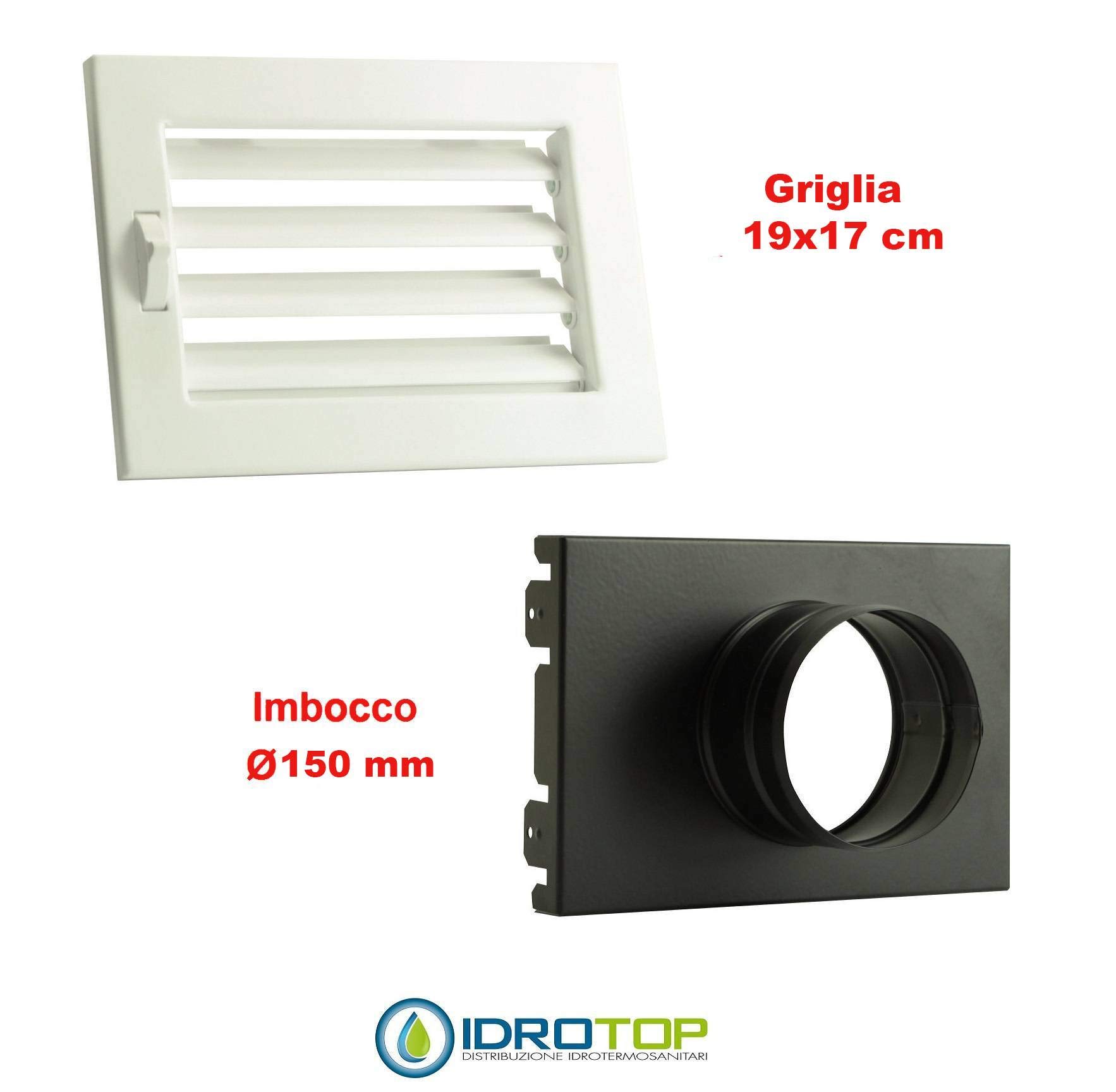 Rejilla de ventilación New Model 19 x 17 cm blanca diámetro 150 ajustable con persiana para chimenea