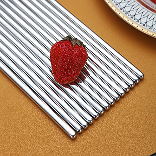 10 Pairs Reusable Chopsticks, Stainless Steel Metal Chop Sticks, Japanese Chinese Korean Chopstick Dishwasher Safe, 8.9 Inch (Silver / Chop sticks) - Thumbnail 6
