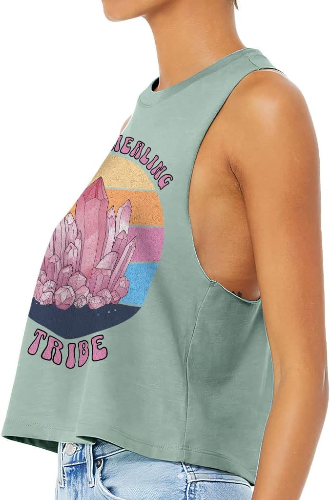 Crystal Racerback Cropped Tank - Trendy Women's Tank - Printed Tank Top