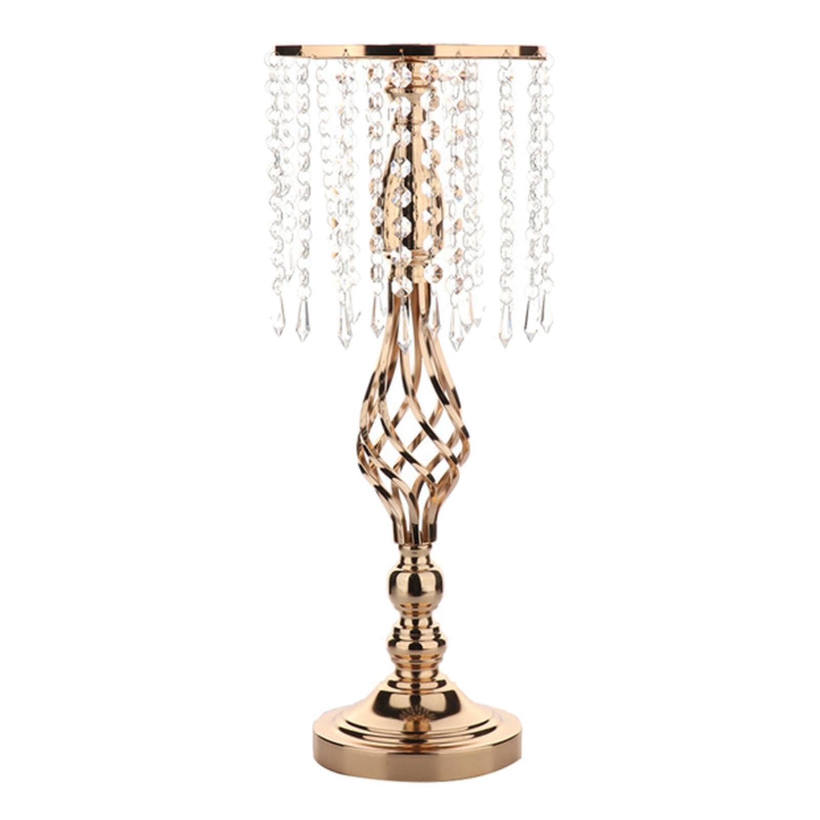 Zambuph Stylish Crystals Candle Holder Decorative Table Wedding Flower Vase Candlesticks, 55cm Gold A