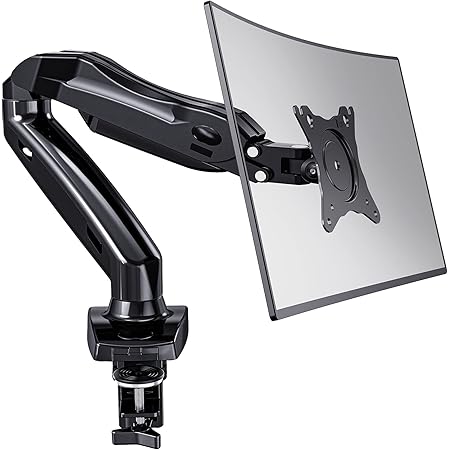 HUANUO 13-27 Zoll Monitor Halterung Gasdruckfeder Arm 360° Drehbar für LED LCD Bildschirm, 2 Montageoptionen, VESA 75/100