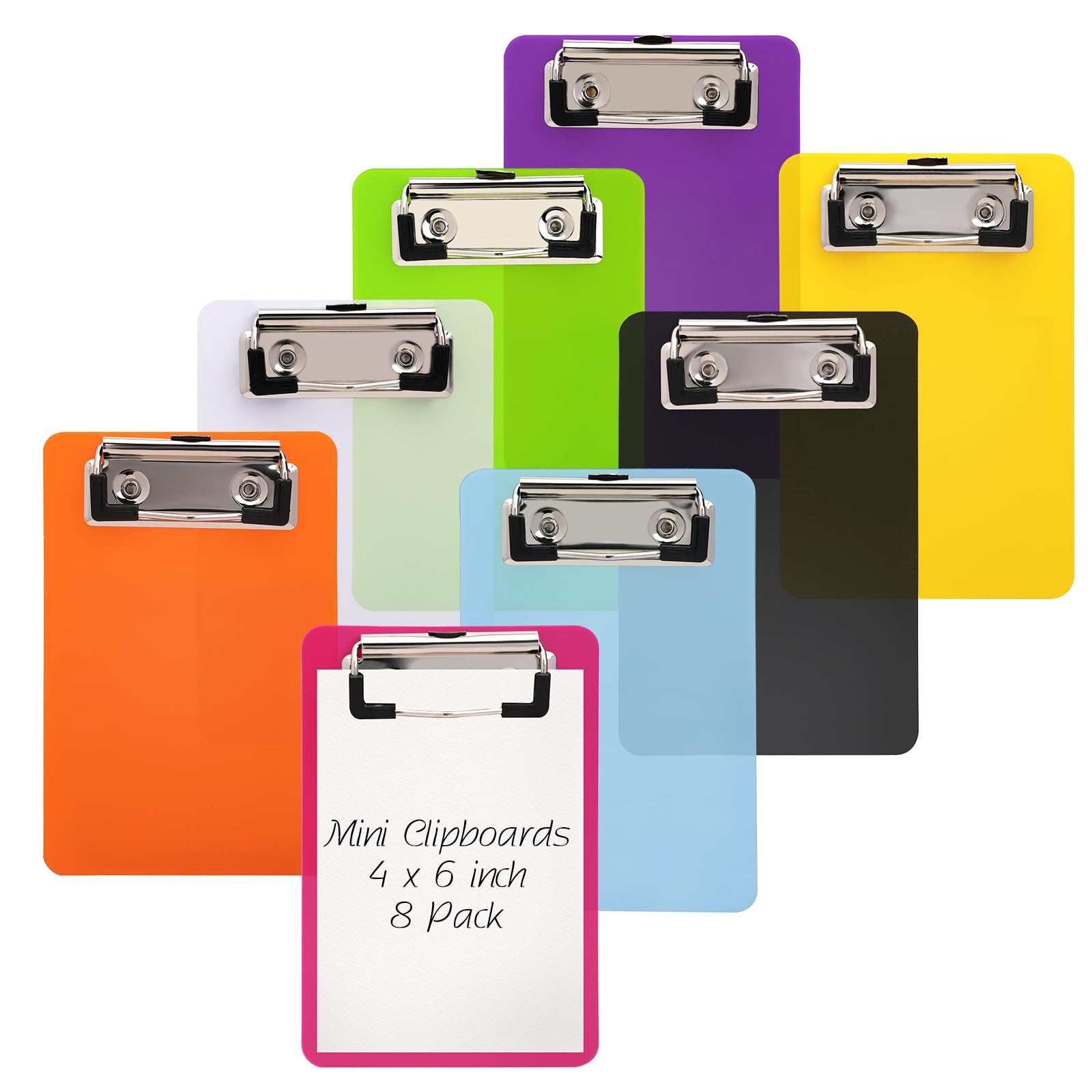 Lot De 8 Mini Porte-bloc 10 X 15 Cm En Plastique Coloré Avec Pince En Métal Et Boîte De Suspension, Petit Porte-bloc Mémo Pour Bureau, école, Pub, Restaurant