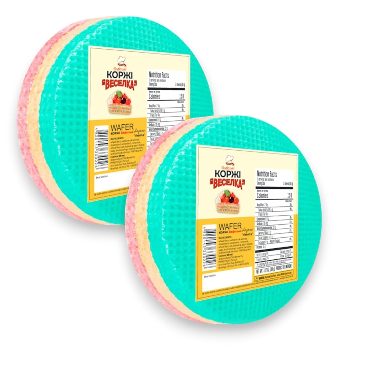 Wafer Sheets Pack of Nine Round Tort Wafers Green White Pink 3.2oz (90g) (Pack of 2)