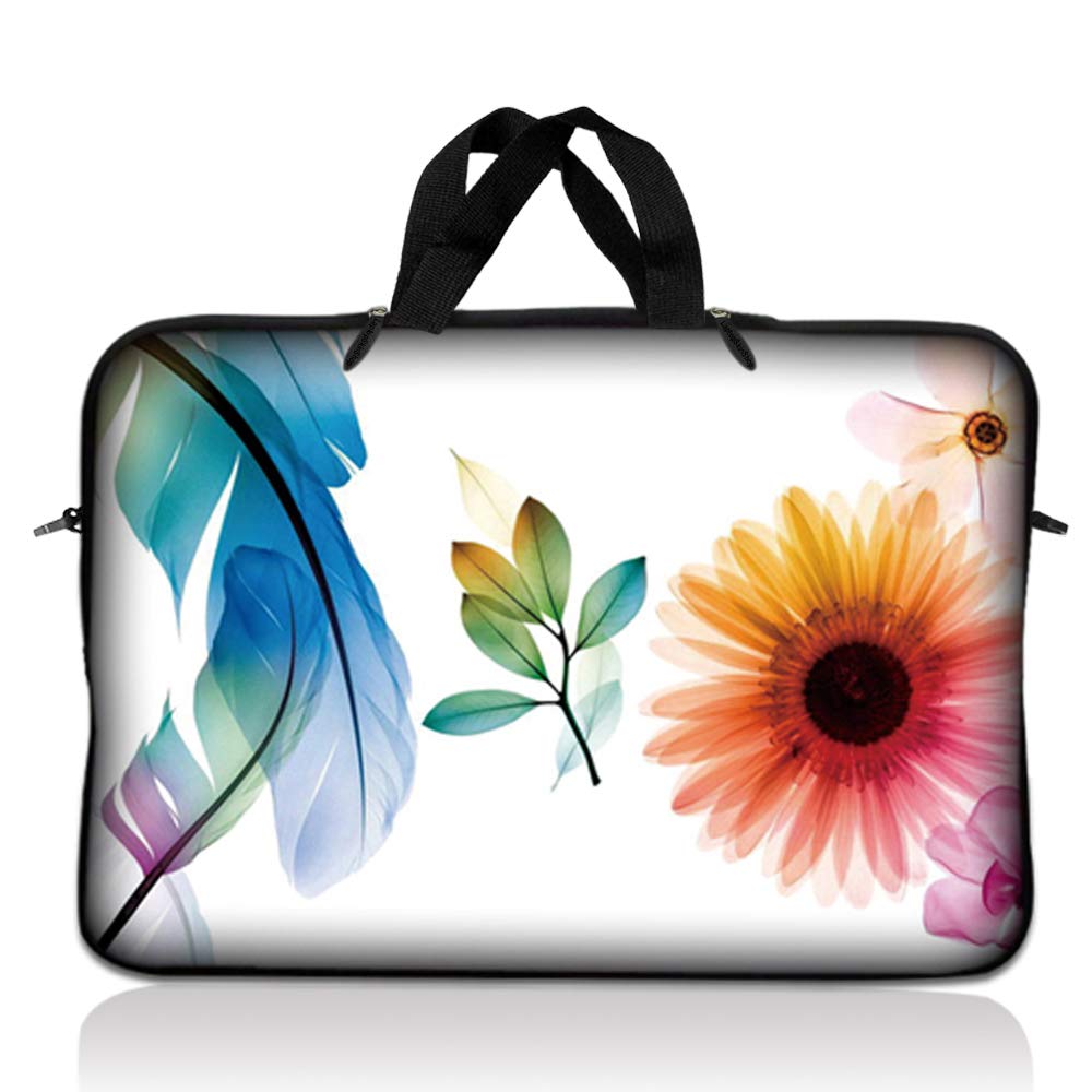 LSS 12.3 inch Laptop Sleeve Bag Carrying Case Pouch with Handle for 11" 11.6" 12" Acer, Asus, Dell, Hp, Sony, Toshiba, Pink Plumeria Flower — view 70
