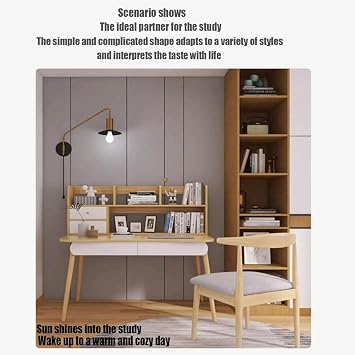 Expandable Desktop Bookshelf, Desktop Organizers, Wood Office Supplies Storage with 1 Drawer/2 Drawers/4 Drawers, Retro Elegant, Super Storage Space (Color : White, Size : 40.6x6.7x31.5in)