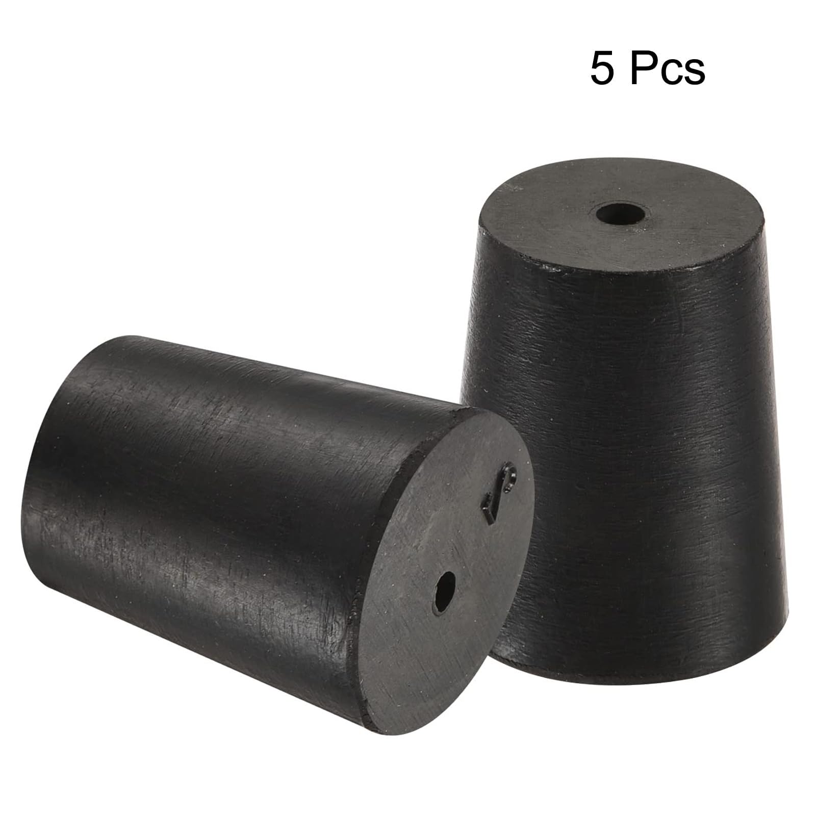 TOP-VIGOR 5Pcs Rubber Tapered Plug, 16mm to 20mm Drilled Rubber Stopper,Tapered Lab Seal Silicone Stoppers Lab Plug with Hole Test Tube Bungs for Lab Home Flasks Glass Containers Test Tube, Black - Image 3