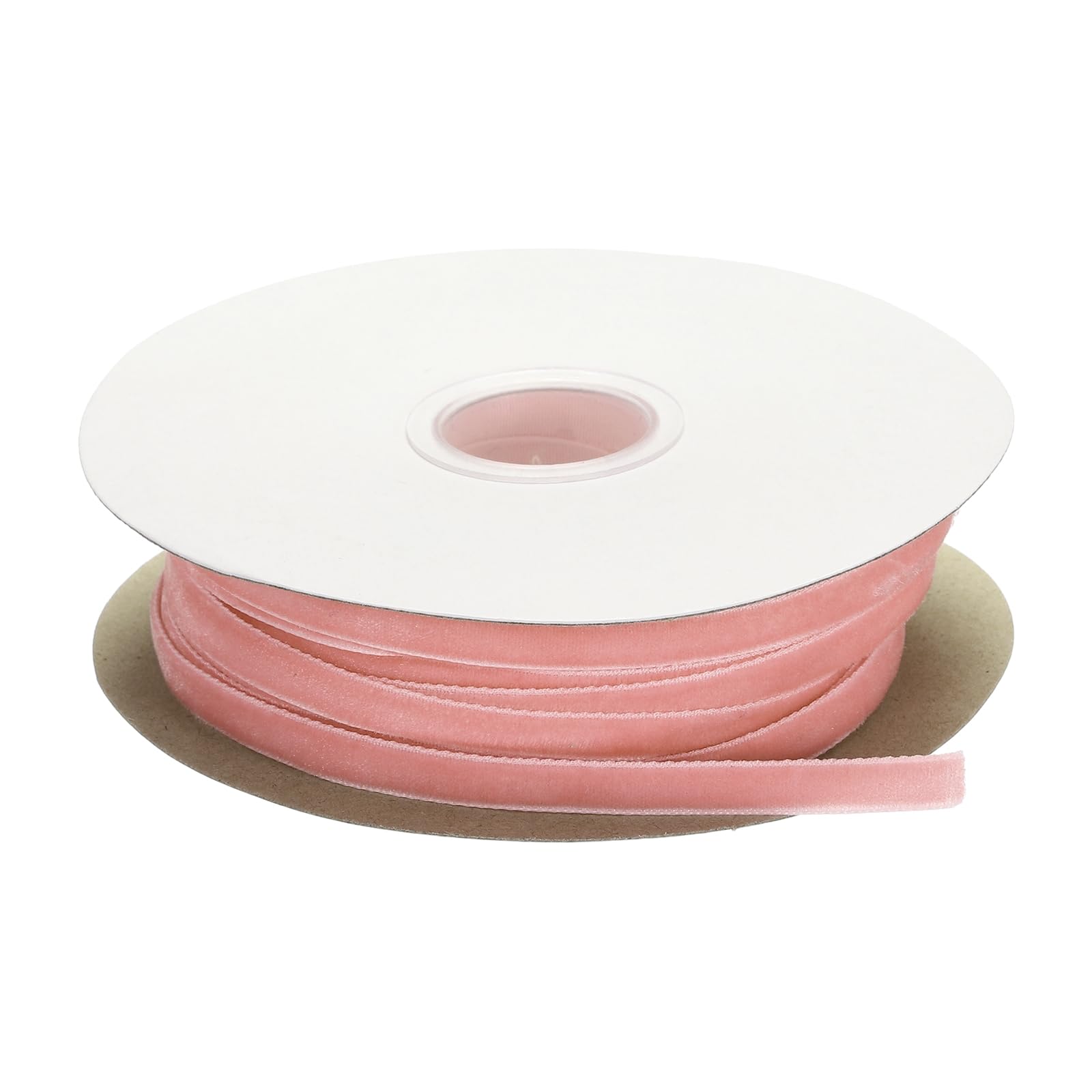 sourcing map Velvet Ribbon 1/4 Inch x 50 Yard Single Face Spool Silky Velvet Fabric for Bouquets DIY Crafts Gift Wrapping Wedding Party Pale Pink โ image 1