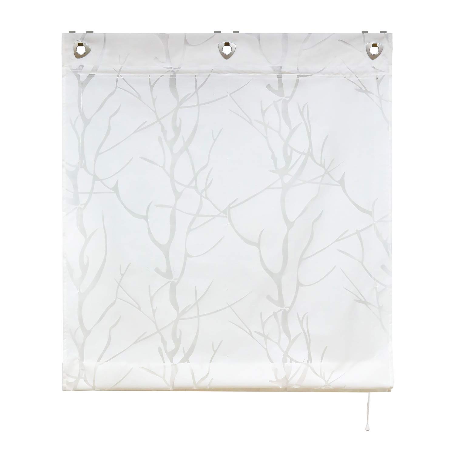 ESLIR Tenda A Pacchetto Per Cucina Semitrasparente - Bianco, 60x140 Cm, Con Ganci A U E Aste In Plastica - 80% Viscosa 20% Poliestere - 4