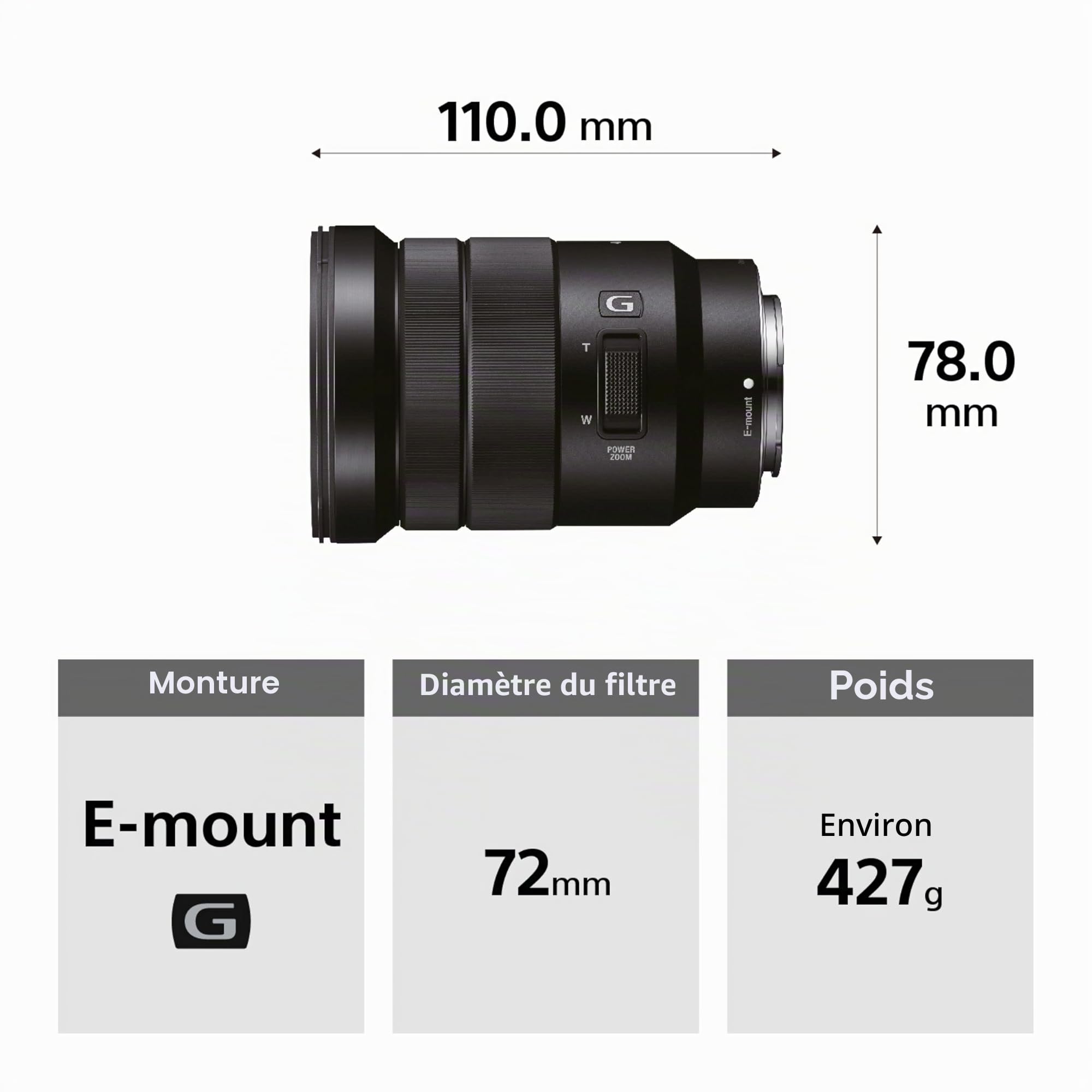 Sony SELP18105G E PZ 18-105 mm f/4.0 G | Objectif Zoom APS-C