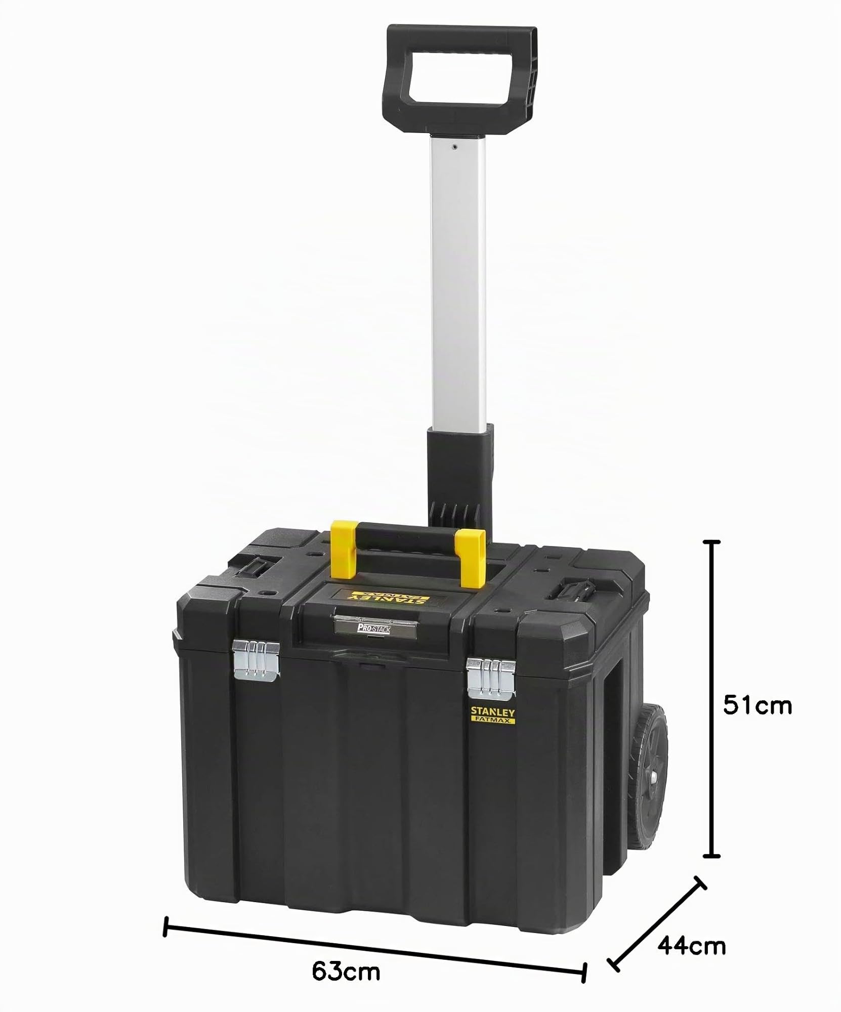 STANLEY FATMAX PRO-STACK caja de almacenamiento móvil de 50L con ruedas resistentes, cierres metálicos y gran capacidad, negro, FMST1-75753