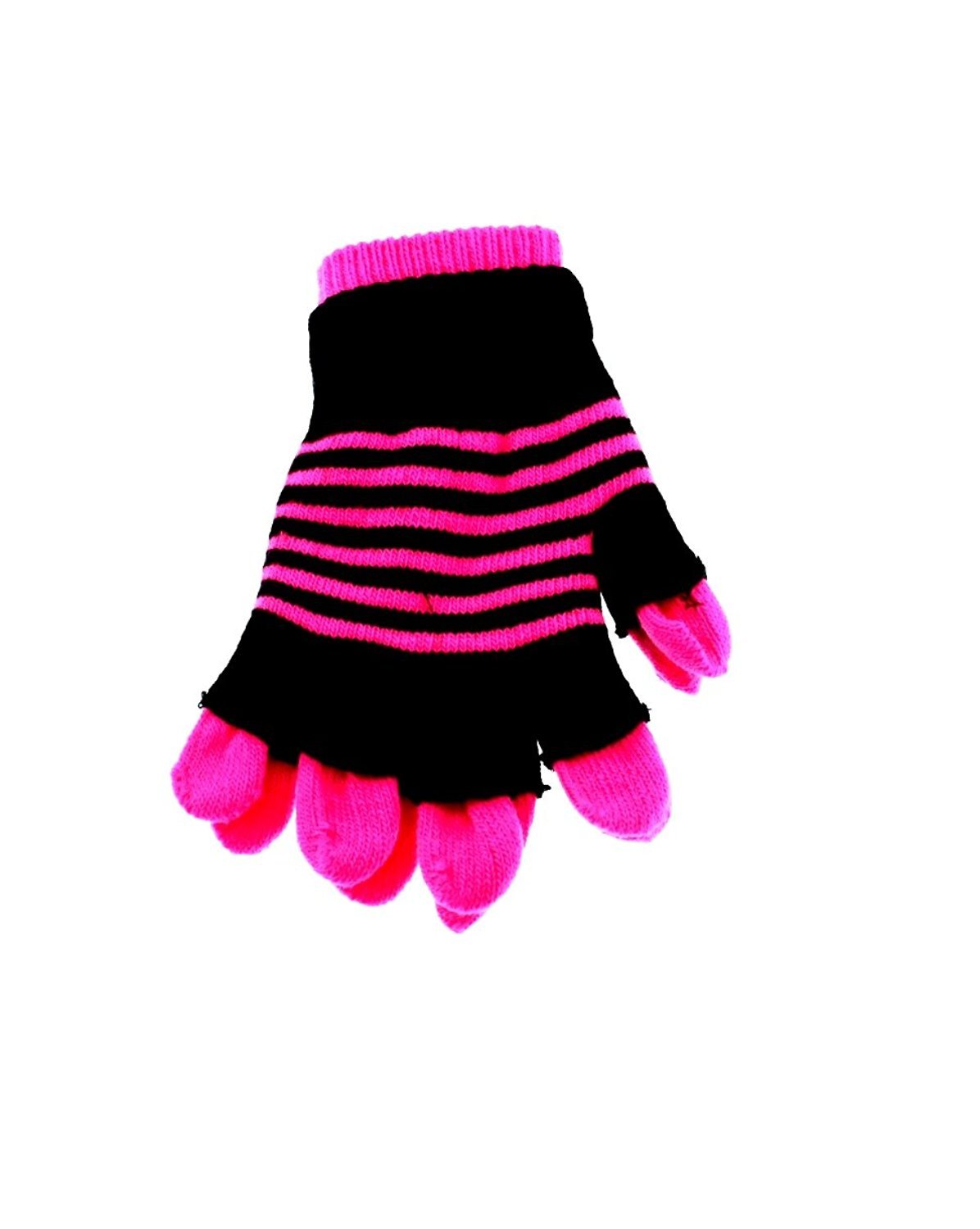 Zac's Alter Ego Unisex 2 in 1 Magic Gloves with Neon Stripe Fingerless Gloves