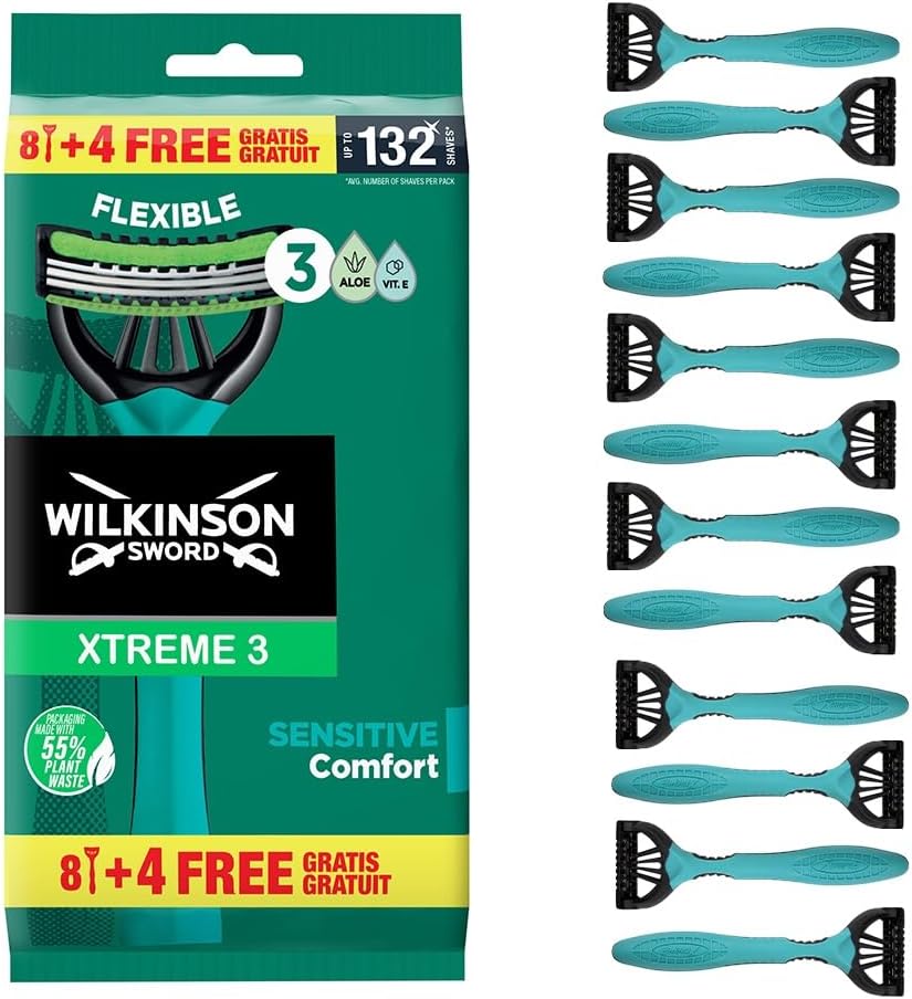 Wilkinson Sword Xtreme 3 Sensitive Disposable Razor for Men 8+4 Wilkinson Sword Xtreme 3 Sensitive Disposable Razor for Men 8+4