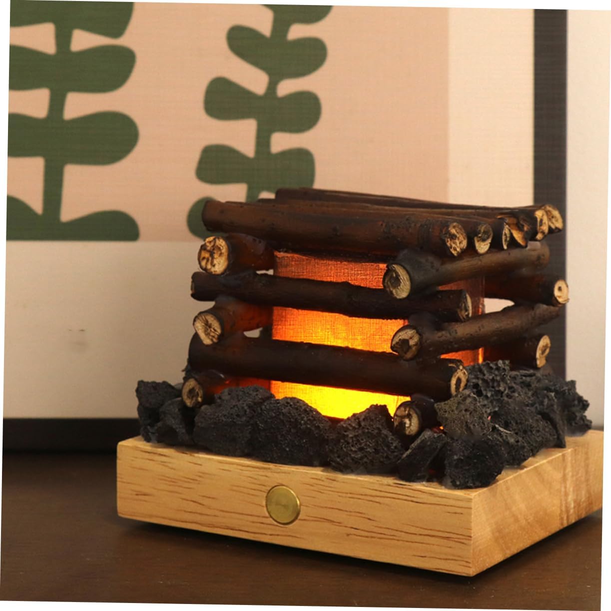 Cabilock USB Rechargeable Touch Dimming Campfire Night Lamp Creative USB Nightstand Light for Bedroom Decor Soothing Ambient Sounds for Living Room and Home Office