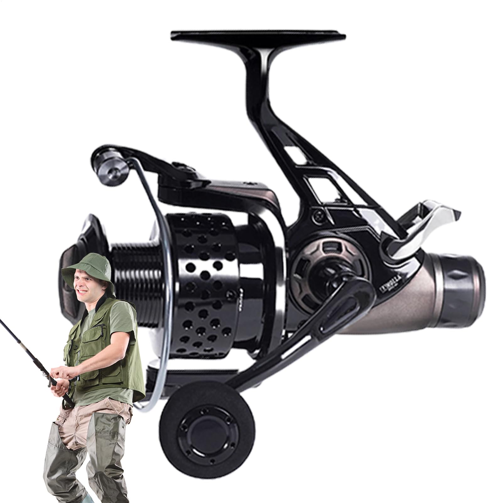 Mulinelli da casting per pesca, mulinello da pesca Spincit | Mulinello da spinning con doppio freno anteriore e posteriore | Accessori da pesca con impugnatura ergonomica per uomini, mulinelli da