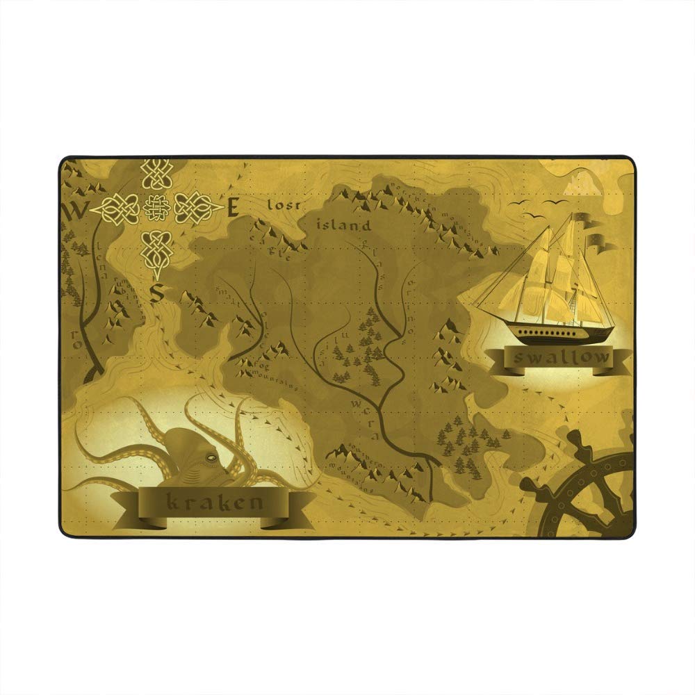 Tapis Kraken carte de trésors grand modèle pour masquer un sol abîmé avec style