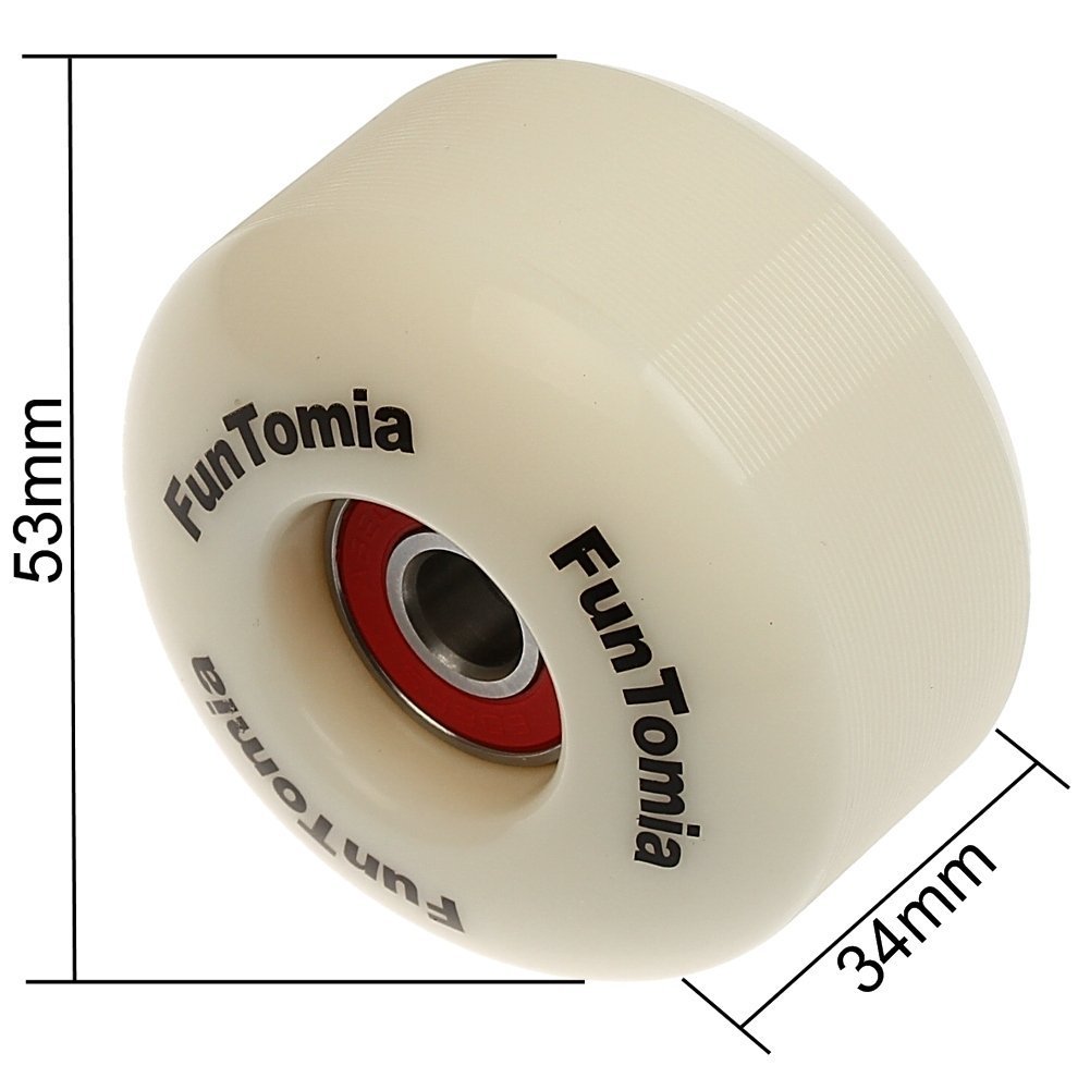 FunTomia 4X Rillen-Profil Rollen 53mmx34mm für Skateboards inkl. Mach1 Kugellager/Wheels Härtegrad 100A