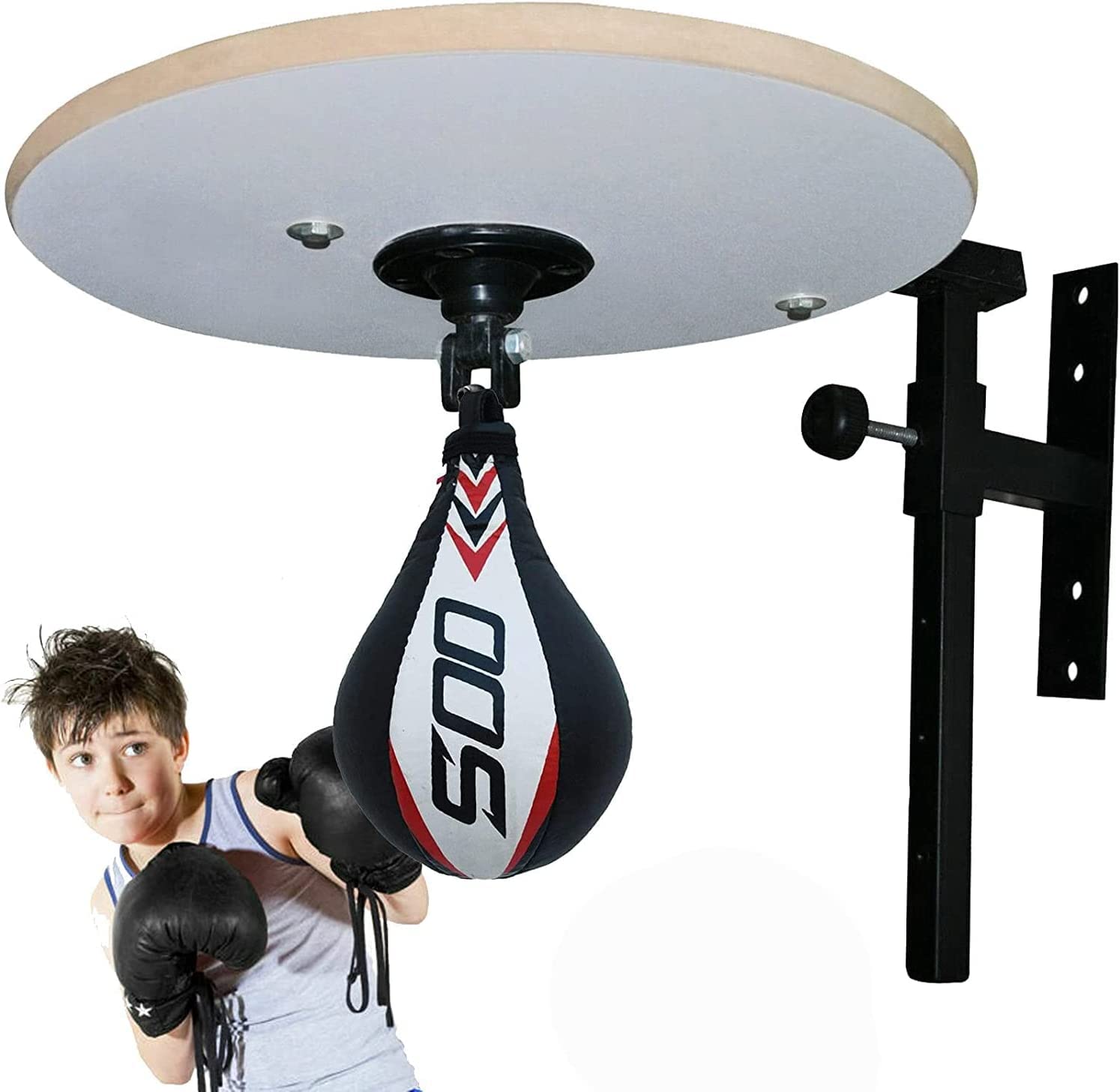 Speed Bag Platform Boxing Ball Leather MMA Muay Thai Training Punching  Dodge Striking Kit with Free Hanging Swivel Workout Speedball Kicking  Platform