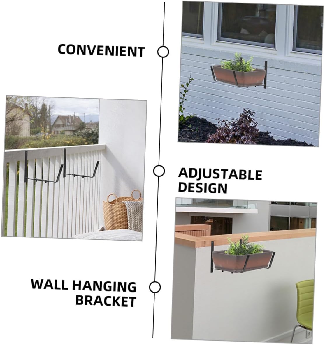 Adjustable Metal Wall Planter Hangers 4pcs Set for Indoor Outdoor Flower Pot Rack Balcony Garden Fence Mounted Iron Plant Holder