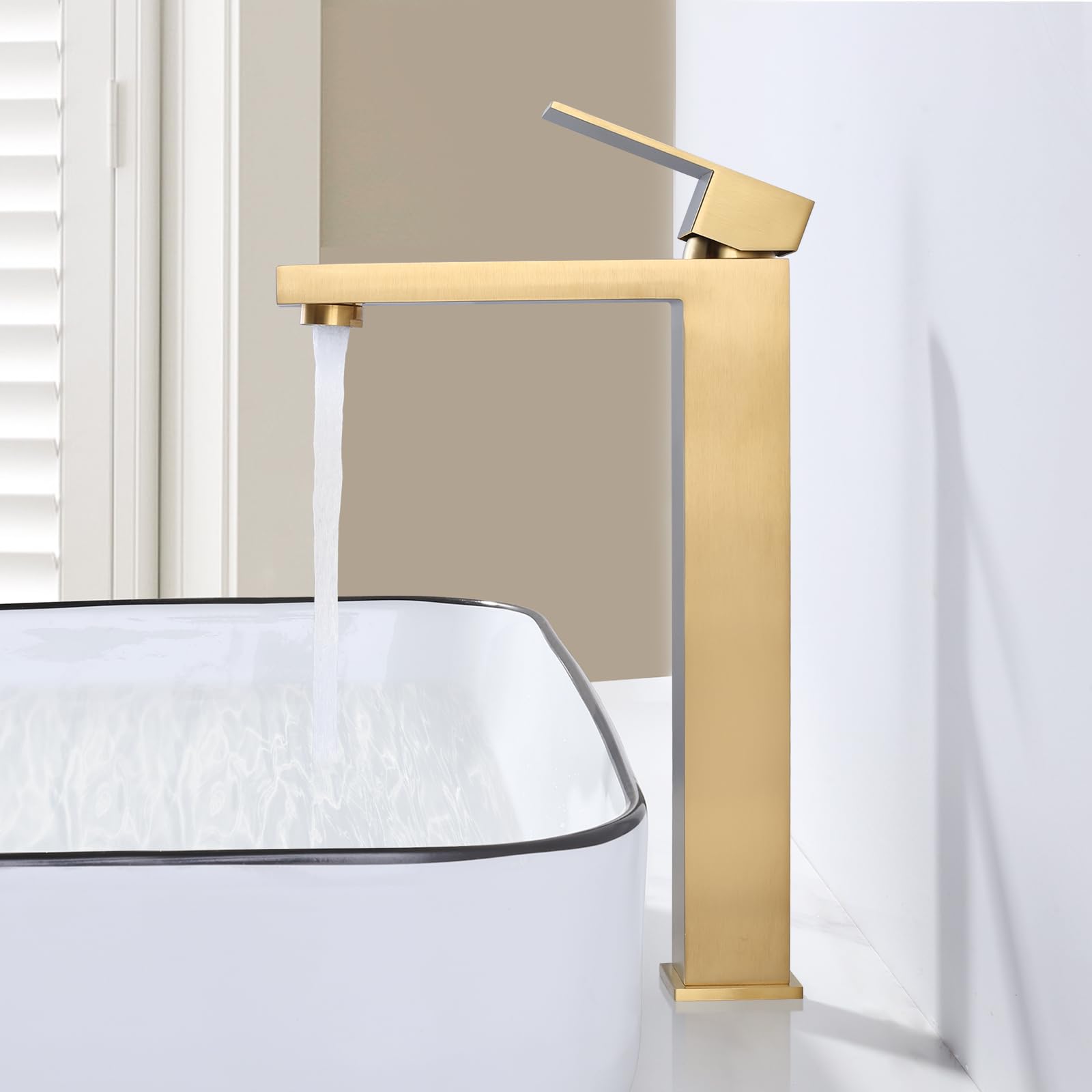 ARCORA304 Stainless Steel Basin Tap with 60cm Connecting Pipes Gold