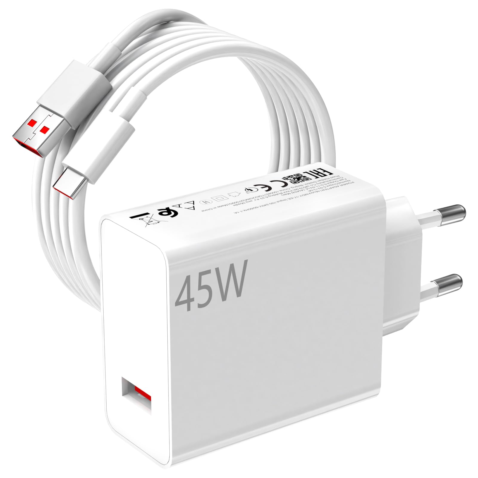 ASKUBSKU 45W Cargador y Cable para Redmi Note 15 Pro 5G Redmi Note 14 Pro | 6A Rapida Carga Adaptador de Cargador 2Metro Cable USB C Carga Cable Tipo C para Mi Poco X7 M7Pro M6 Pad8 7 6 5 Redmi K80 Pro
