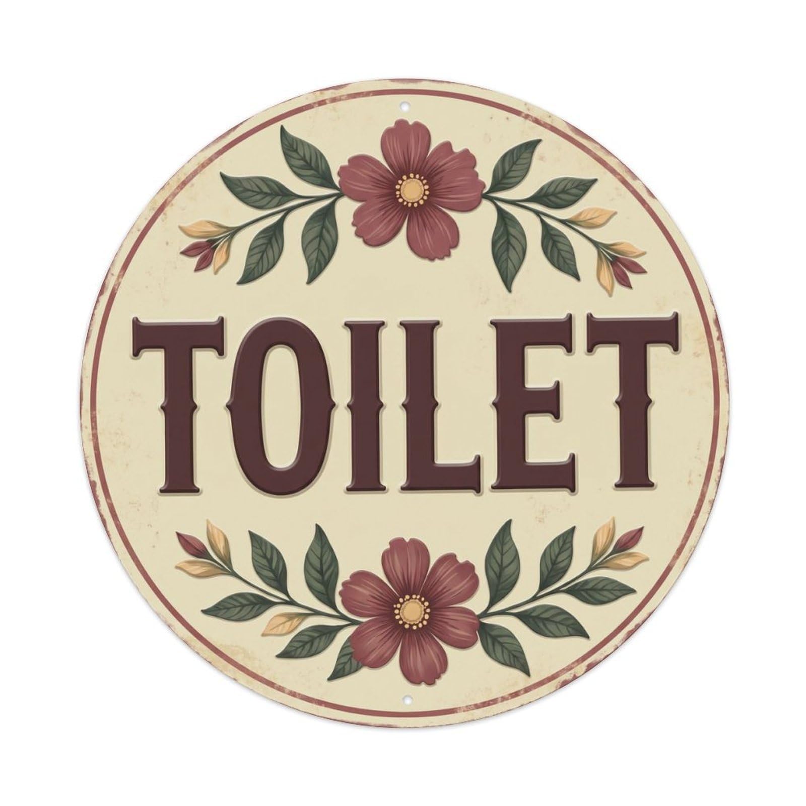 Okahys 8X8inch(20X20cm) Toilet(Wc) Signage Peach Blossom Vintage Metal Tin Sign