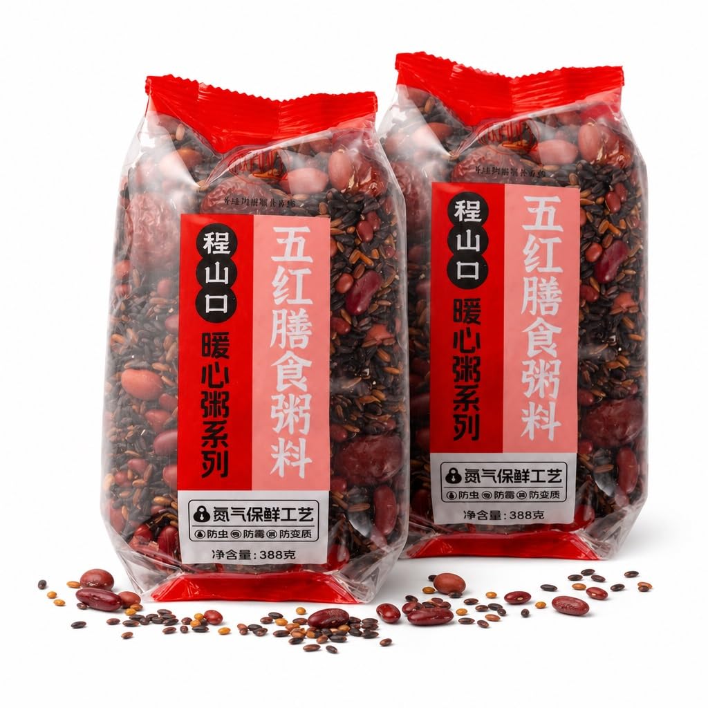 Miscela Di Porridge Misto Ai Cinque Cereali Rossi, Confezione Da 2, 388 G Ciascuno - Multicereali Ricchi Nutrienti For Colazione E Benessere, Facile Cucinare, Richiudibile