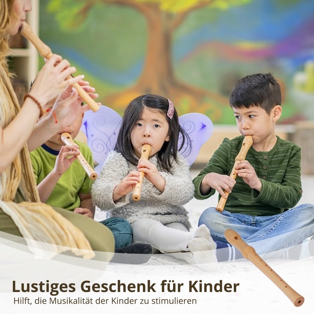 Blockflöte aus Holz, Sopran-Blockflöte, Instrument für Kinder, Erwachsene, Anfänger, C-Taste, Holzblockflöte im deutschen Stil, mit Hartschalenkoffer