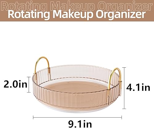 Miniatura 2 de DEAMACE Organizador de maquillaje giratorio de 360 para tocador, organizador de encimera de baño giratorio, estante de mostrador de gran capacidad