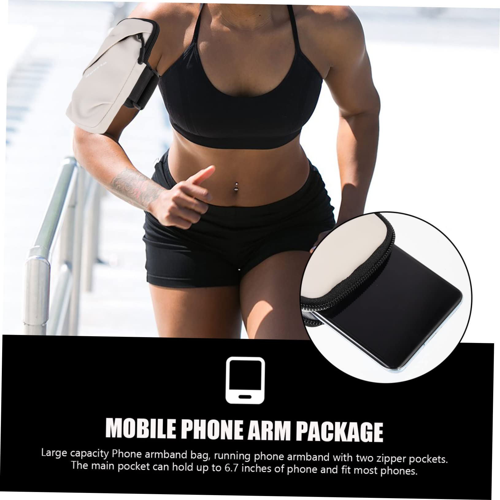 jojofuny 3pezzi Bracciale Per Smartphone Con Cerniera Per Sport All Aperto Borsa Da Braccio Leggera e Resistente Per Running Fitness e Attività Outdoor