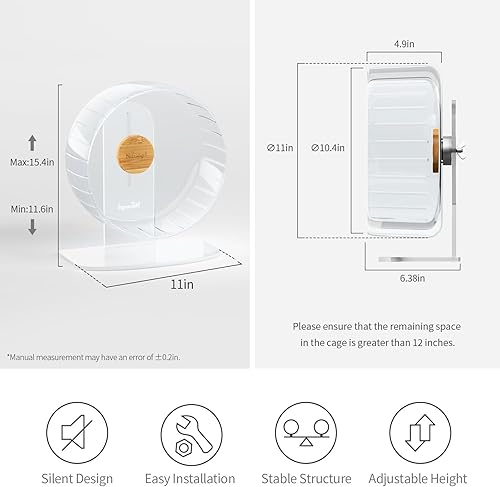 Vista 2 de Niteangel Ruedas de ejercicio súper silenciosas para hámster: - ruedas giratorias silenciosas para correr para hámster con soporte ajustable