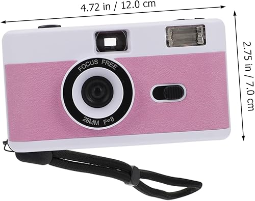 Miniatura 4 de 1 cámara de película reutilizable con flash integrado retro vintage cámara para fotografía fácil, diseño simple para baja rosa y morado para amigos