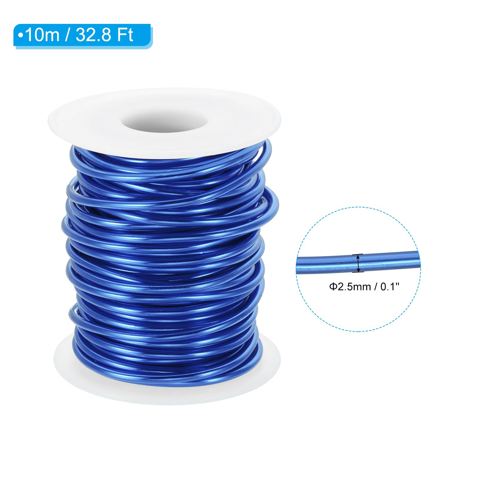 PATIKIL 10 Gauge 2.5mm Aluminum Craft Wire, 32.8 Ft Metal Wire Armature Bendable Wire for Jewelry Making Metal Wrap DIY Sapphire Blue - Image 2