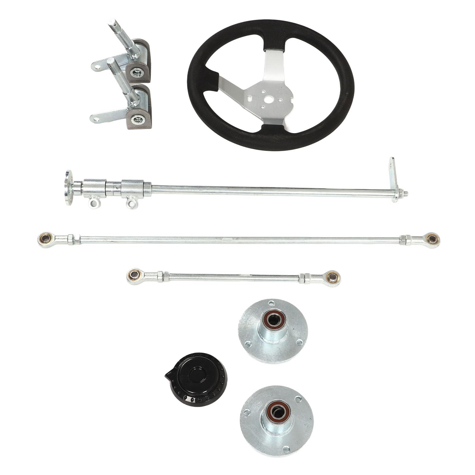 Kit de Volant Go Karts 300 Mm avec Biellette de Direction, Joint et Arbre de Crémaillère 100, 125, 140 et 150 Go Karts et Quads – Contrôle amélioré et Mise à Niveau Amateurs de Karting