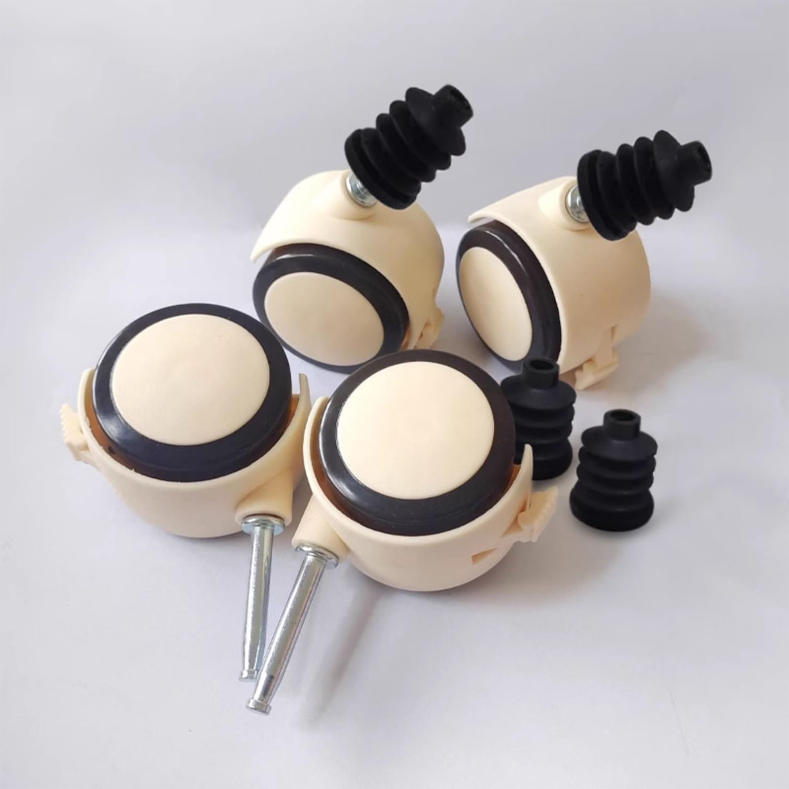 Juego de 4 piezas de ruedas universales for cuna de bebé, ruedas redondas de tubo de hierro, ruedas for bastidor, ruedas silenciosas de tubo de acero inoxidable con freno(22mm)