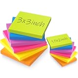 (12 Pack) Sticky Notes 3x3 + 1.5x2 in Small Sticky Note, Self-Sticky Note Pads | Sticks Strong & Removes Clean | Recycled Paper Cute Sticky Notes to School Supplies, Office Products, 6 Colors