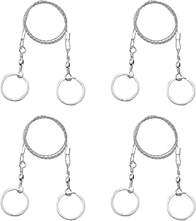 Survival Wire Saw Outdoor, Wire Saw Outdoor Emergency, Wire Saw Survival Stainless Steel, Rotational Steel Wire Saw Scroll, for Outdoor Emergency Travel Outdoor Camping Survival Tool, 4 Pack