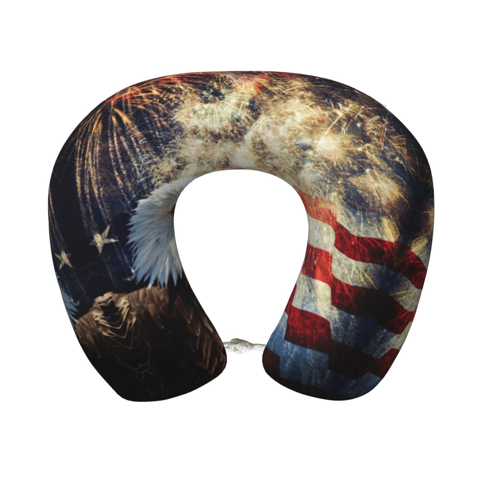 ASFgda U-Shape Memory Foam American Flag Fire Eagle Print Travel Pillow,Neck Support,Washable Cover For Airplane Car Home Office